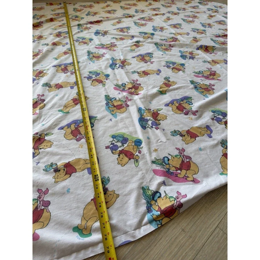 Disney Winnie the Pooh & Piglet Twin Flat Sheet Gardening Detective Vintage 90’s